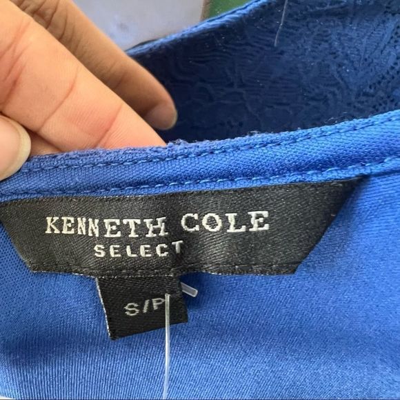 NWOT Kenneth Cole Reaction blue Lace Sleeveless Shirt, Size Small - Picture 5 of 6